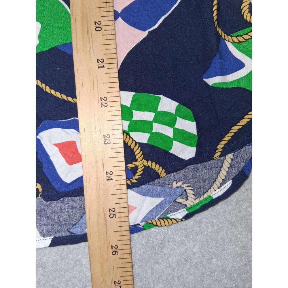 Crown & Ivy Nautical Flag Long Sleeve Blouse Size L Multicolor Coastal Tie Neck - Picture 7 of 10